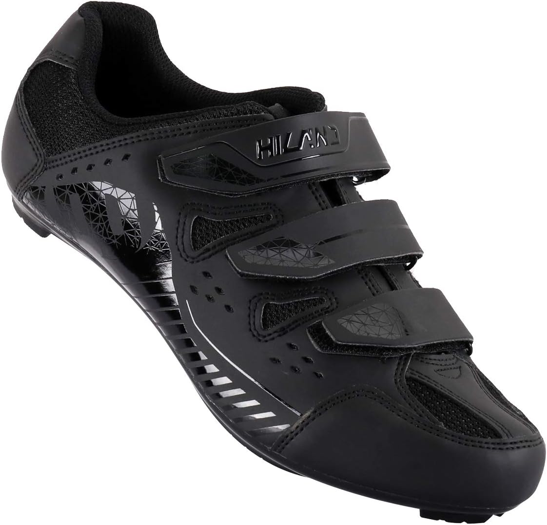 Hiland Unisex Wide Cycling Shoes Compatible with Peloton & Look Delta/SPD Cleats-3 Straps-Clip in Road/Mountain/Indoor Bike Shoes for Mens and Womens