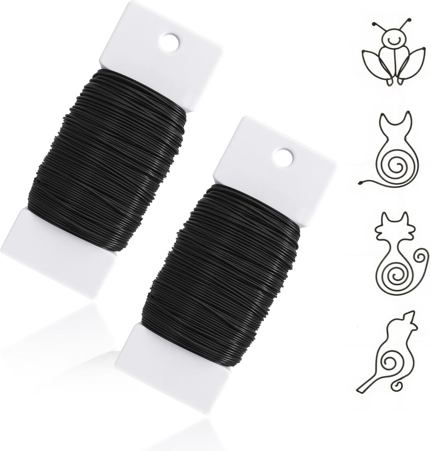 Craft Wire Black, 2 Rolls Wire for Crafts, Jewellery Wire, 1 mm x 70 m Jewellery Wire, for Beads, Flower Arrangements, Christmas Wreaths, Gardening or Personal Jewellery (35 m Roll)