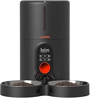 WOPET Automatic Cat Feeders 2 Cats-(𝟮𝟬𝟮𝟰 𝗨𝗽𝗴𝗿𝗮𝗱𝗲) Timed Cat Feeder with Stainless Steel Bowl, Programmable 1-6 Meals Control, Dual Power Supply Auto Pet Feeder for Cats and Dogs