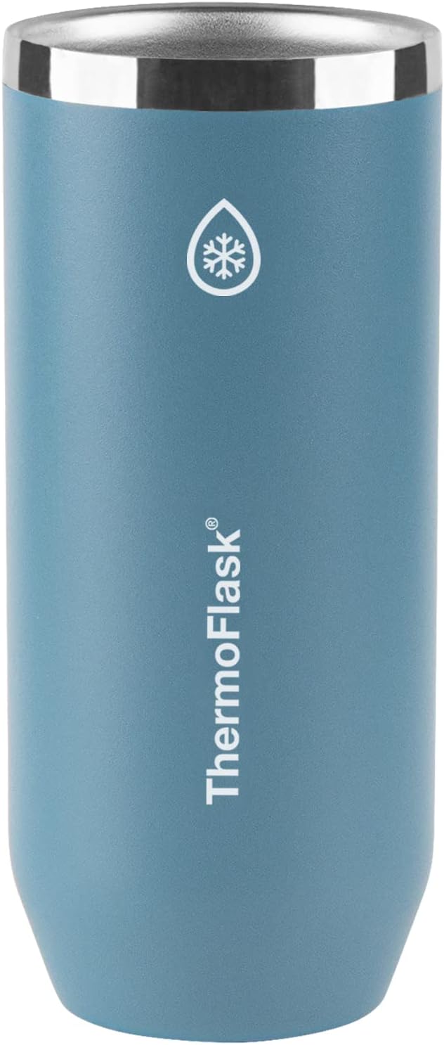 ThermoFlask 2-in-1 Vacuum Insulated Can Cooler Cup, 12 oz, Premium Quality, Fits Slim Size Cans, Sweatproof, Non-Slip Base, Dusty Blue