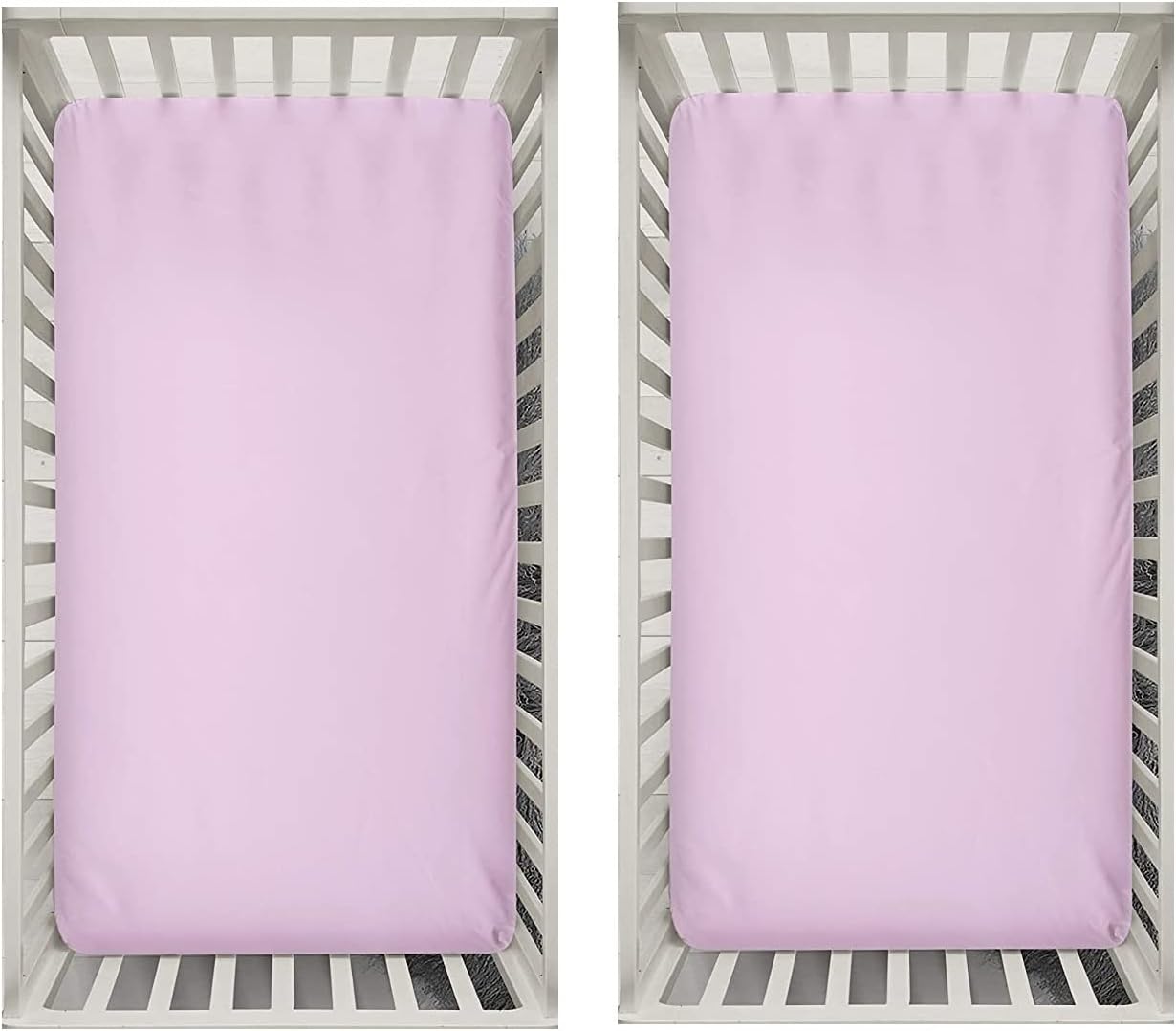 Dudu N Girlie Fitted Crib Sheets 51x85 Compatible with Chicco Next to Me | Soft Jersey Cotton Baby Bed Sheets | Hypoallergenic, Breathable & Easy Care (Pack of 2, Pink)