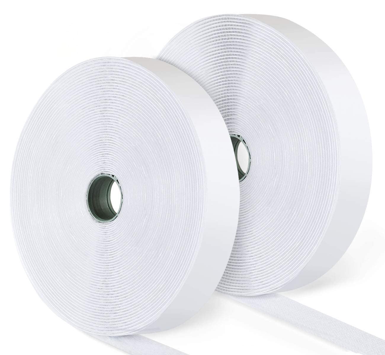 ilauke 15M Hook and Loop Tape, Self Adhesive Tape Heavy Duty Reusable Double Sided Sticky Back Fastening Sticky (20 mm, White)