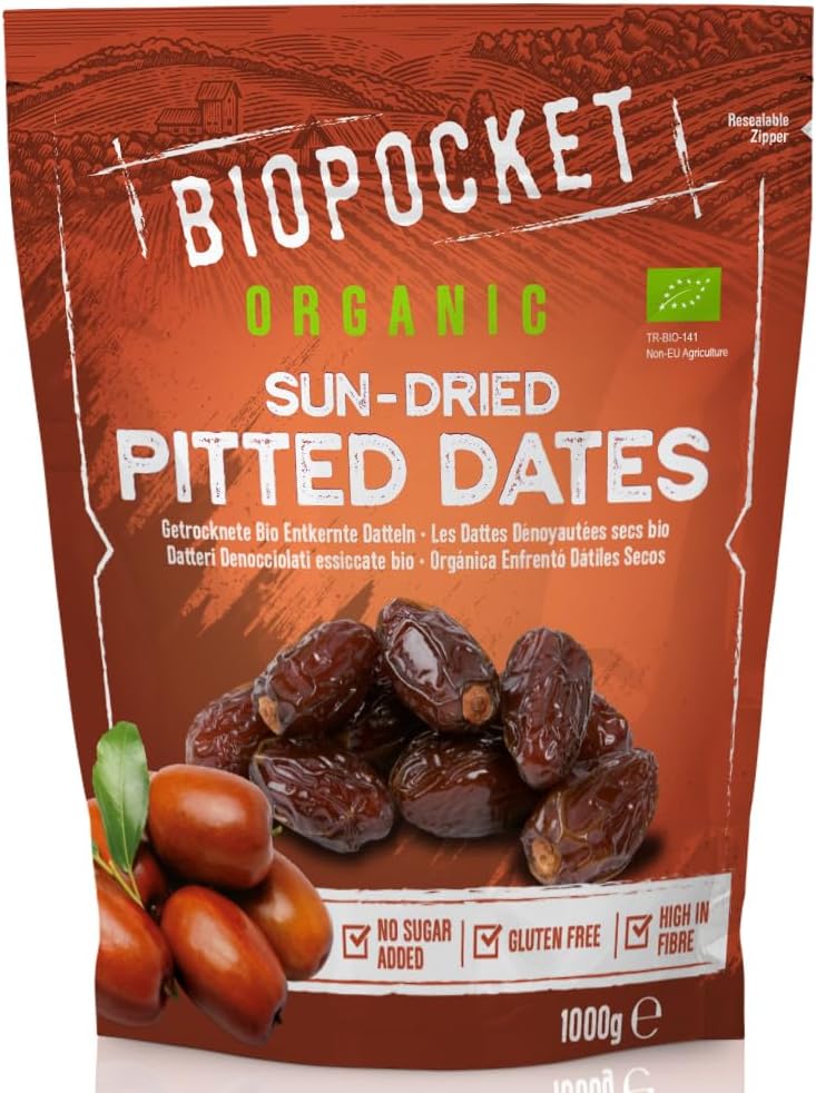 Biopocket Organic Dried Pitted Dates, 1000 g