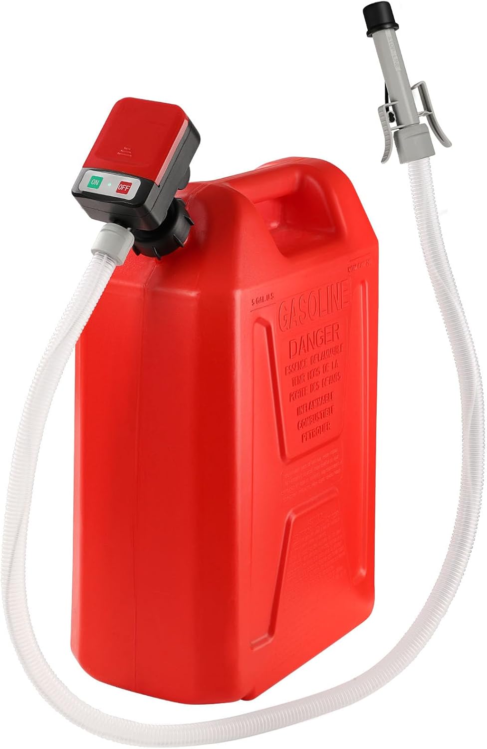 FPOWER Automatic Fuel Transfer Pump - AA Battery-Powered, Gas Pump With Quick Flow Control & Stop And Powerful 2.4 GPM Flow Rate for Oil, Diesel, Gasoline