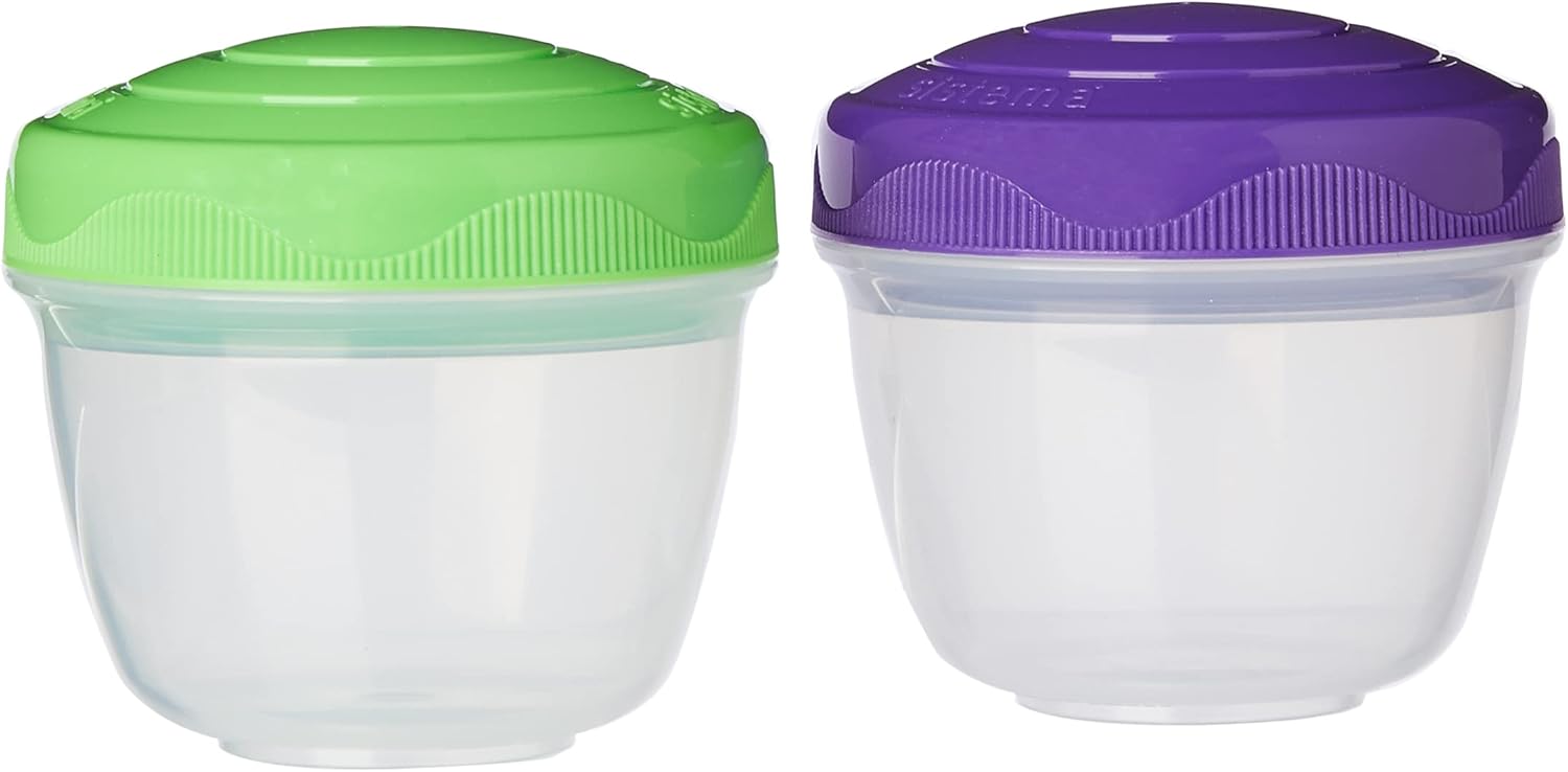 Sistema Yogurt TO GO Food Storage Containers | 150 ml | Small Snack Pots | BPA-Free | Ideal for Yoghurt, Sauces & More | 2 Count