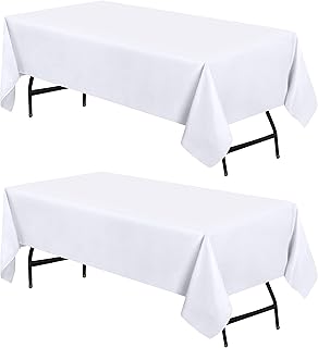 Utopia Kitchen Rectangle Table Cloth 2 Pack [60x102 Inches, White] Tablecloth Machine Washable Fabric Polyester Table Cover for Dining, Buffet Parties, Picnic, Events, Weddings and Restaurants