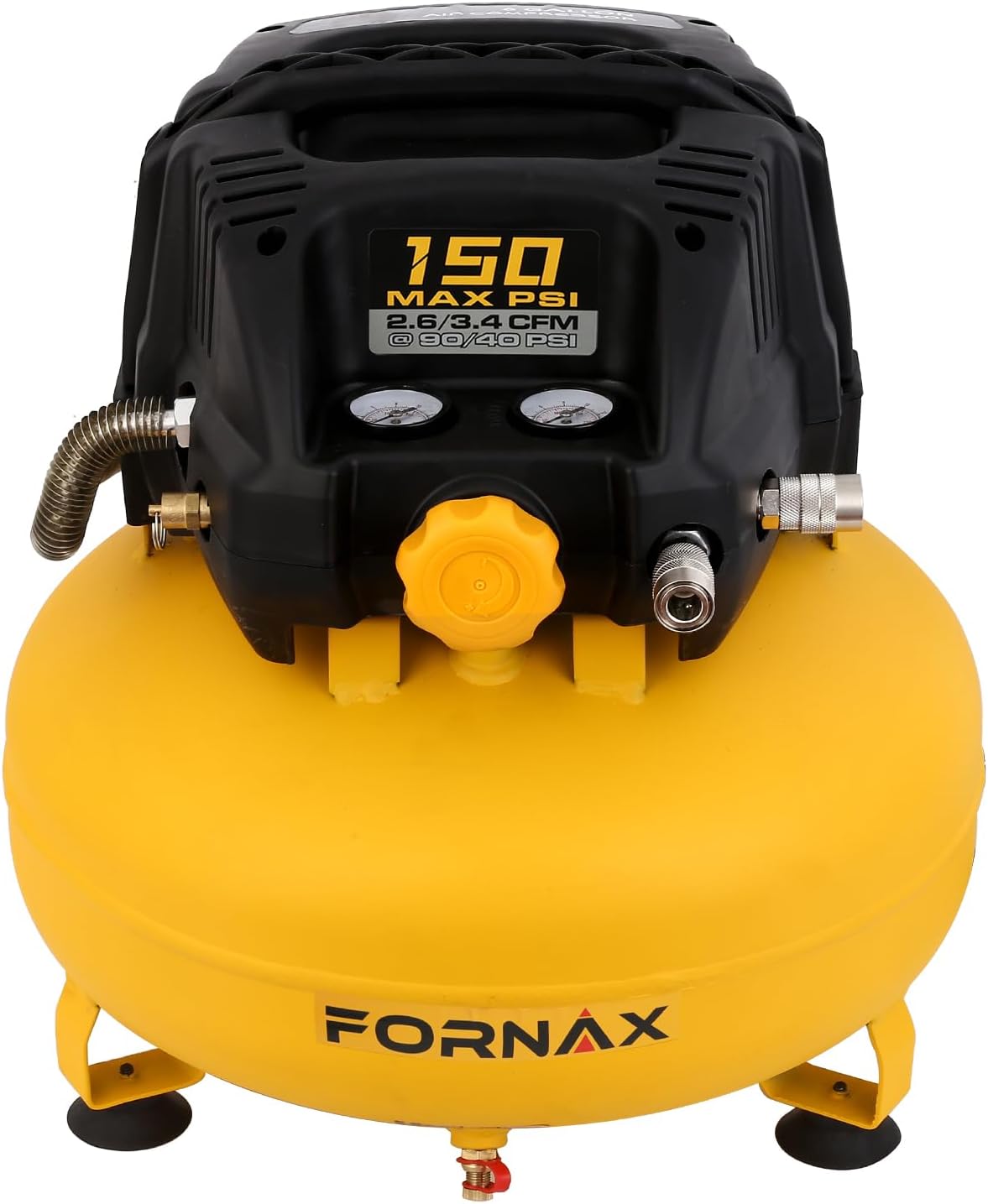 FORNAX Pancake Air Compressor with two couplers, 6 Gallon Portable Electric air compressor, 150 PSI, Oil -Free Air Compressor