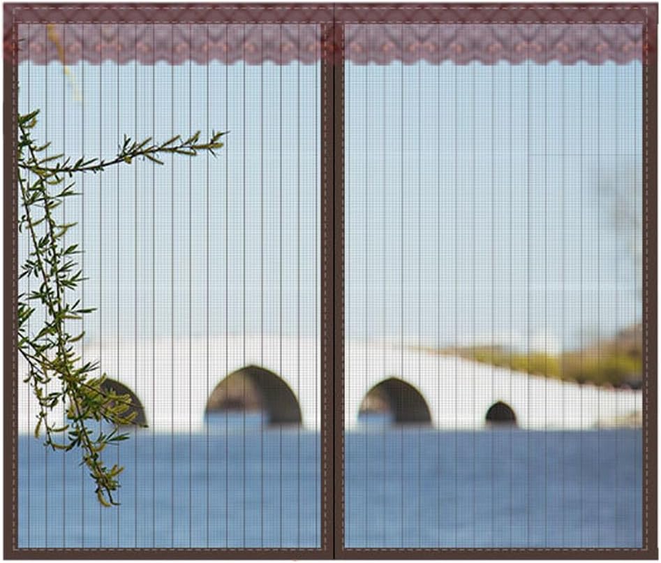 DarkSwan Costom Magnetic Fly Screens for Windows, Self Sealing Closure No Gap, Magnetic Window Fly Screen Curtain Fine Mesh Anti Insect Mosquito Bug, Removable, Easy to Install, Brown