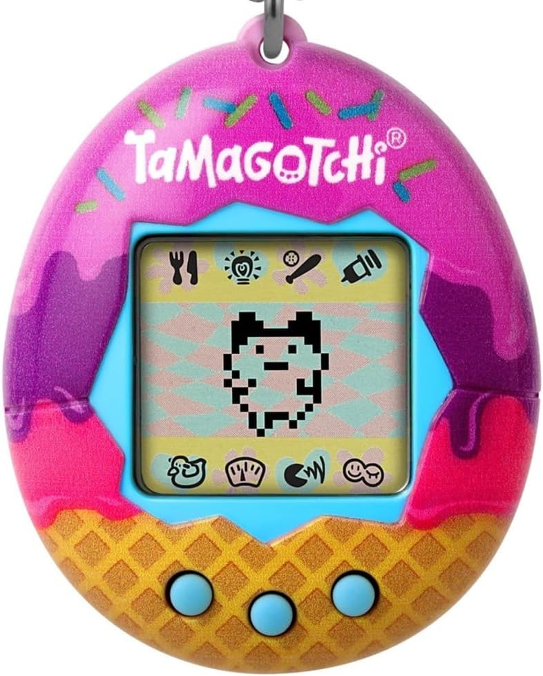 Bandai Tamagotchi Original Ice Cream Shell | Tamagotchi Original Cyber Pet 90s Adults and Kids Toy with Chain | Retro Virtual Pets are Great Boys and Girls Toys or Gifts for Ages 8+