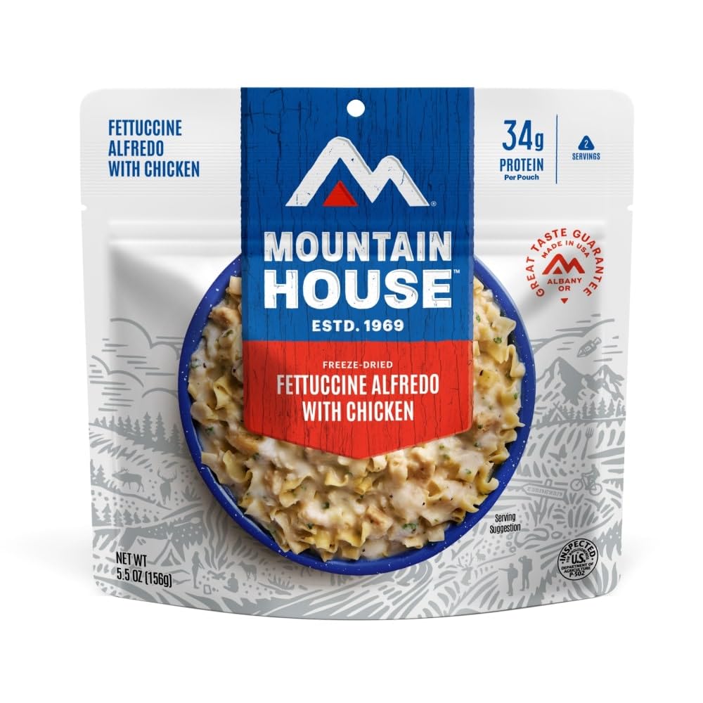 Mountain House Fettuccine Alfredo with Chicken | Freeze Dried Backpacking & Camping Food | 2 Servings