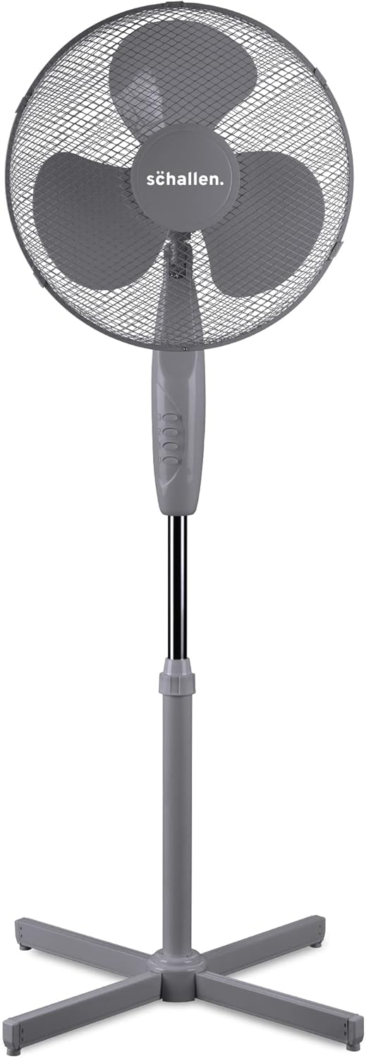 Schallen 16" Electric Oscillating Floor Standing Tall Pedestal Air Cooling Fan (Grey)