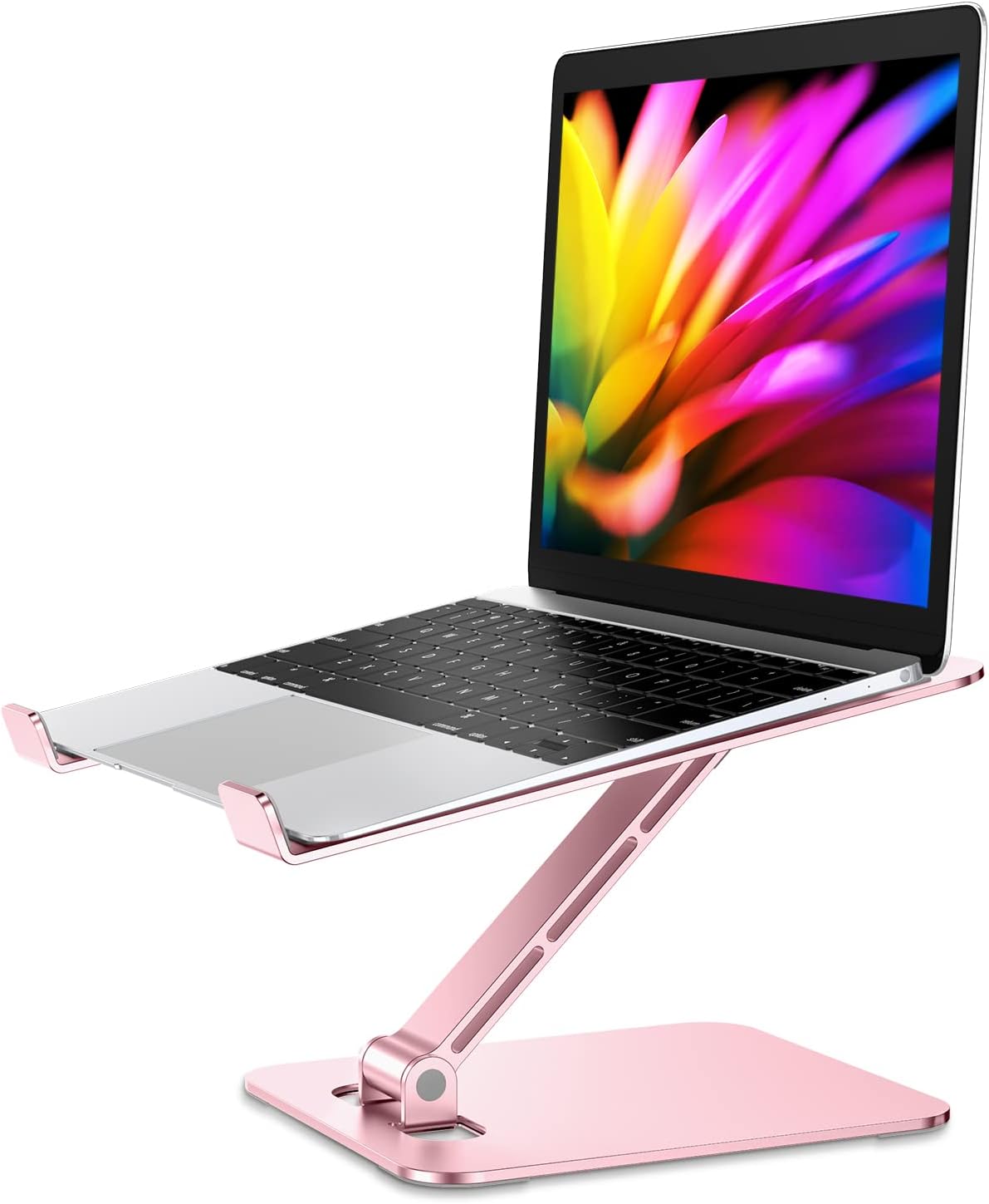 Foldable Laptop Mount, Compatible with MacBook Pro Air, All Notebooks 10-16" (Rose Gold)