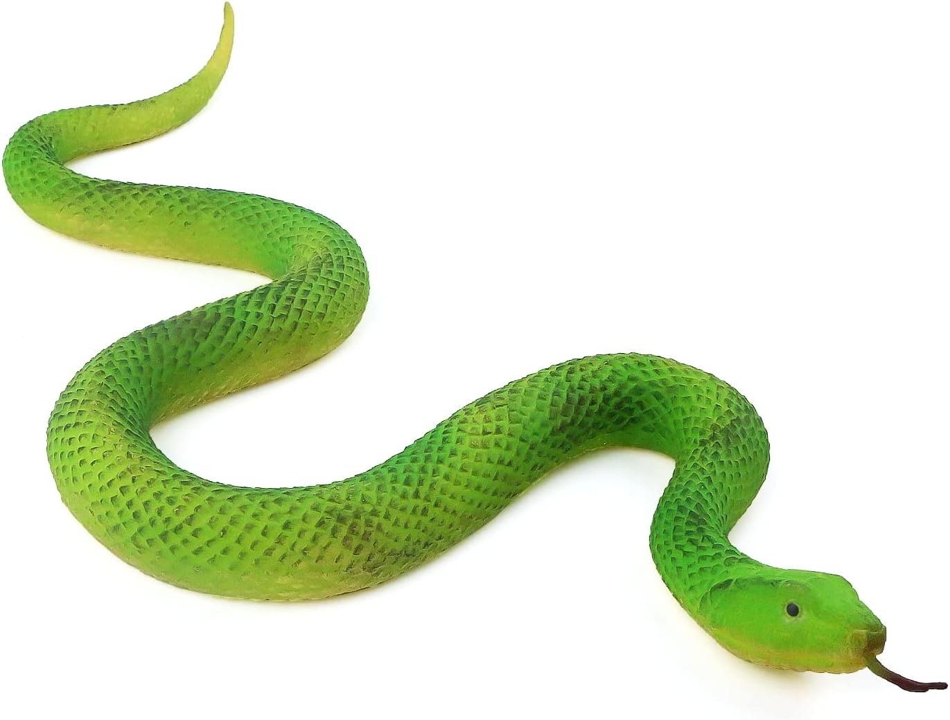 SIENON Realistic Fake Snakes Toy, Soft Rubber Snake Figure Garden Scare Birds and Squirrels, Green Poisonous Snake Figurines Stress Relief Gag Toys Halloween Party Favors Decoration Prank Props