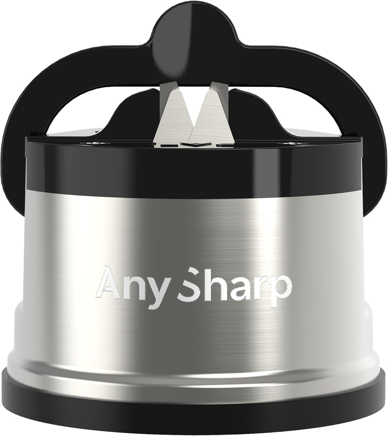 AnySharp Pro Metal World's Best Knife Sharpener with Suction, Brushed Metal