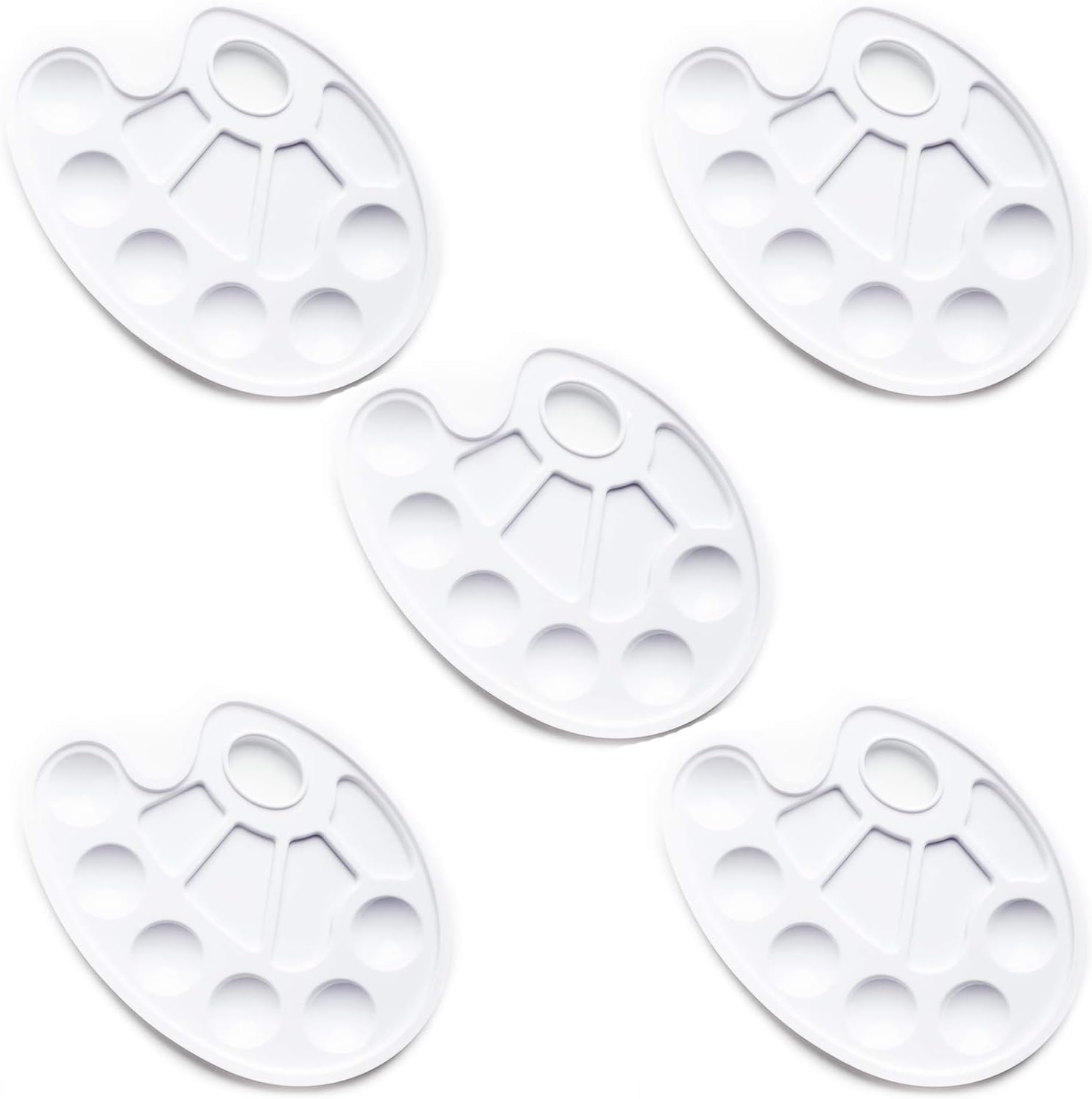 Oval Paint Tray Artist Mixing Plastic Paint Palette with Thumb Hole… (Pack of 5)