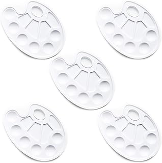 Oval Paint Tray Artist Mixing Plastic Paint Palette with Thumb Hole… (Pack of 5)