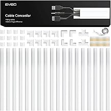 EVEO Cord Hider - 306” Cord Cover Wall Cable Hider, Cable Concealer, Wire Hiders for TV on Wall. Cable Management, Cord Hider Wall Cable Raceway Wire Covers for Cords -18X (L17 W0.95 H0.5) - White