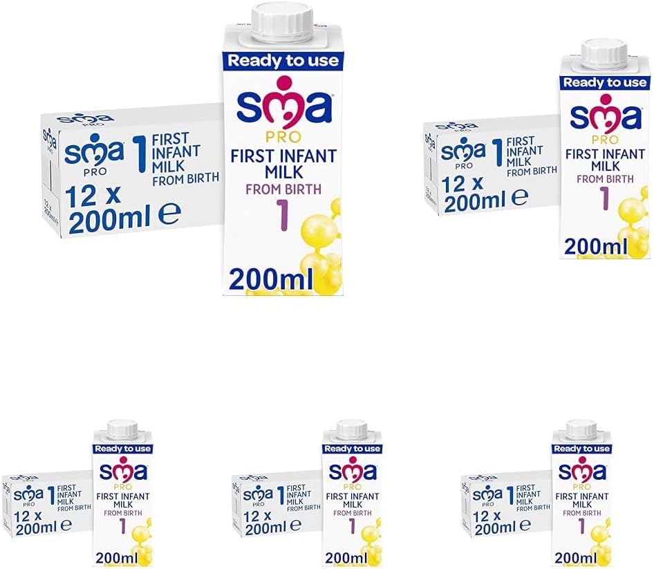 SMA PRO First Infant Baby Milk, From Birth, Ready to Drink, 200ml (Pack of 60)