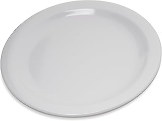 Carlisle FoodService Products Dallas Ware Reusable Plastic Plate Salad Plate with Rim for Buffets, Home, and Restaurants, Melamine, 7.25 Inches, White, (Pack of 48)