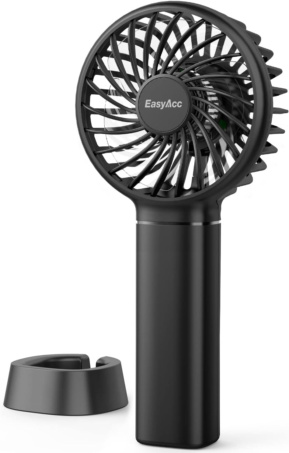EasyAcc Mini Handheld Fan, Powerful Desk Fan [LIFETIME SERVICE] with Lanyard & Detachable Base 3 Speed USB C Rechargeable Portable Fan Quiet Personal Pocket for Kids Girl Women Travel Home-Black