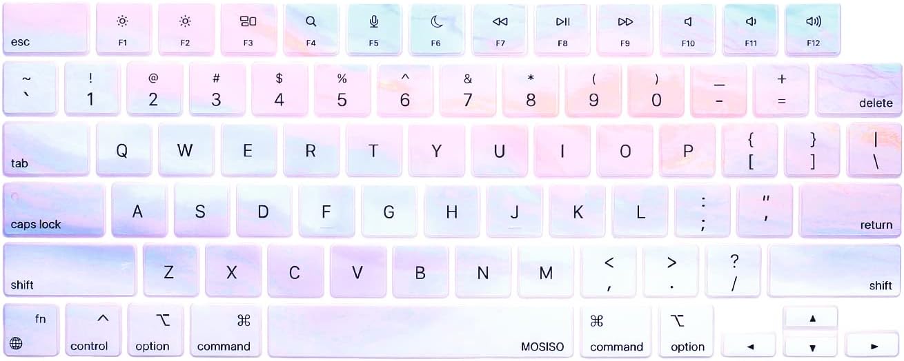 MOSISO Keyboard Cover Skin Compatible with MacBook Air 15 inch M3 A3114 M2 A2941/Air 13.6 A3113 A2681/Pro 14/16 M4 M3 M2 M1, Colorful Clouds