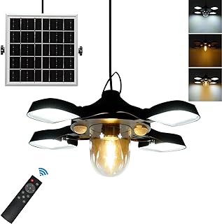 HULPPRE Solar Shed Light,Daytime or Night,192Leds Bright Solar Light Indoor&Outdoor with Remote,Cool or Warm White,5 Modes Barn,Chicken Coop Light,Solar Pendant Light for Patio,Garden,Yard,Gazebo