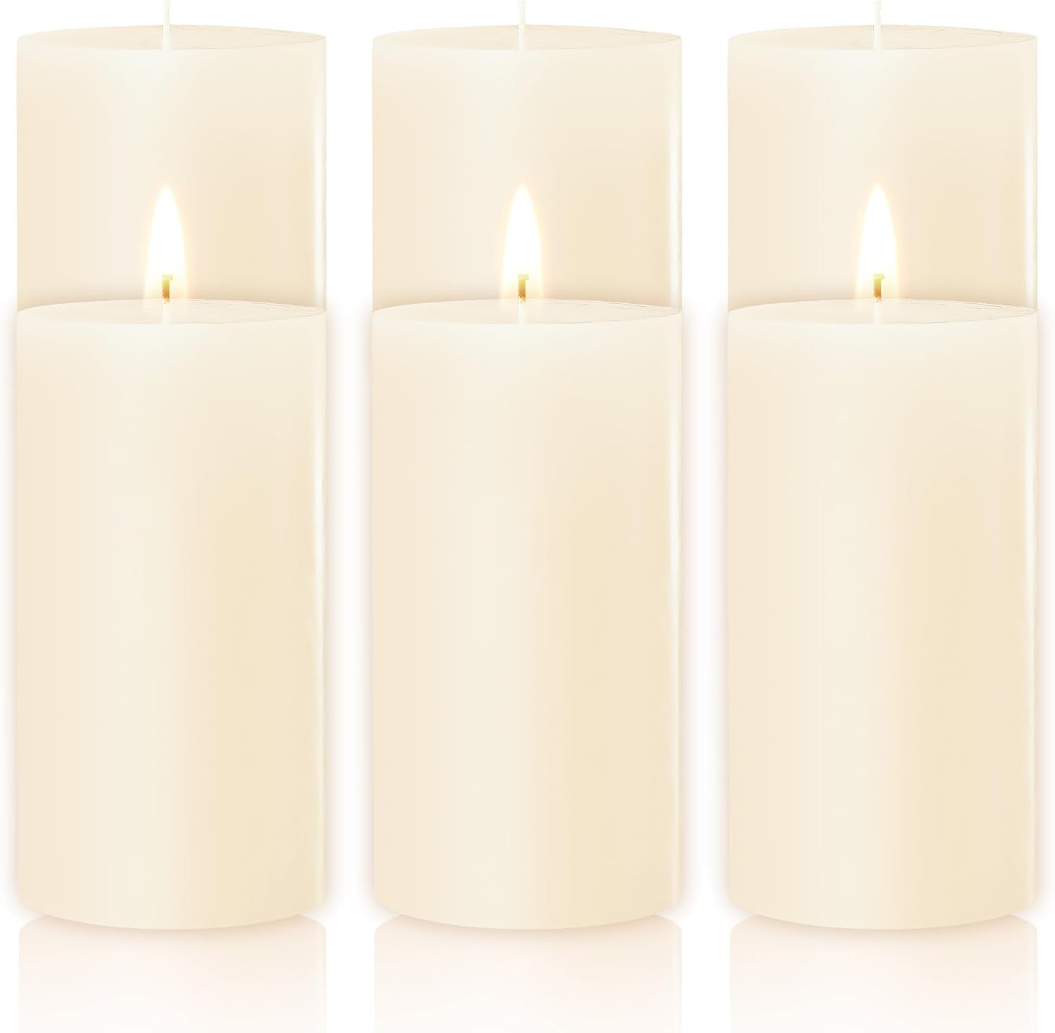 TRINIDa Pillar Candle - 6 Pack 50/100 mm Candles, Ivory, Unscented, 20 Hour Long Burning Time - Ideal for Church, Home Decor and Special Occasions