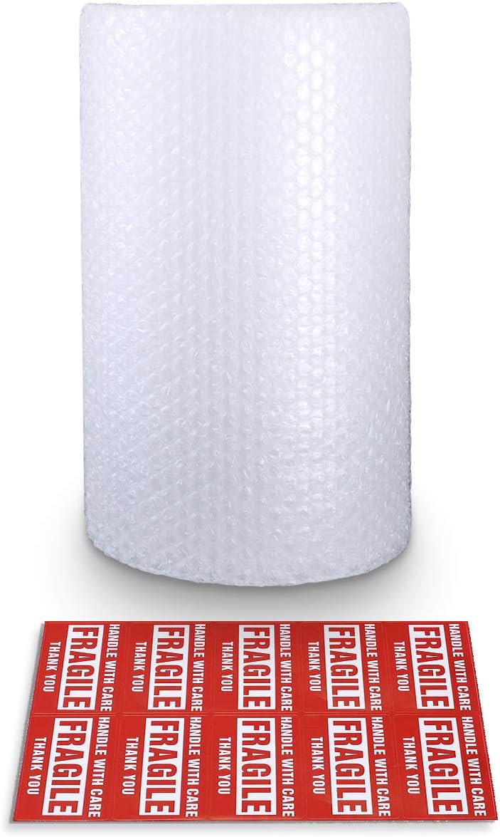 Pacific Mailer Bubble Cushioning Wrap Rolls, 3/16" x 12" x 15' ft Total, Perforated Every 12" for Packaging, Shipping, Mailing