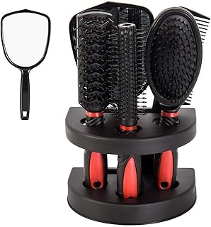 Set of 5 Hair Combs Set Professional Salon Hair Cutting Brushes Sets Salon Hairdressing Styling Tool Mirror And Holder Stand Set Dressing Comb Kits for