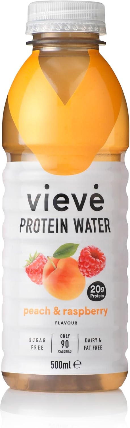 Vieve Protein Water 6x500ml - Peach & Raspberry | 20g Protein, Sugar Free, Fat Free & Dairy Free | A Ready to Drink Alternative to Protein Powders & Shakes | 6 Pack