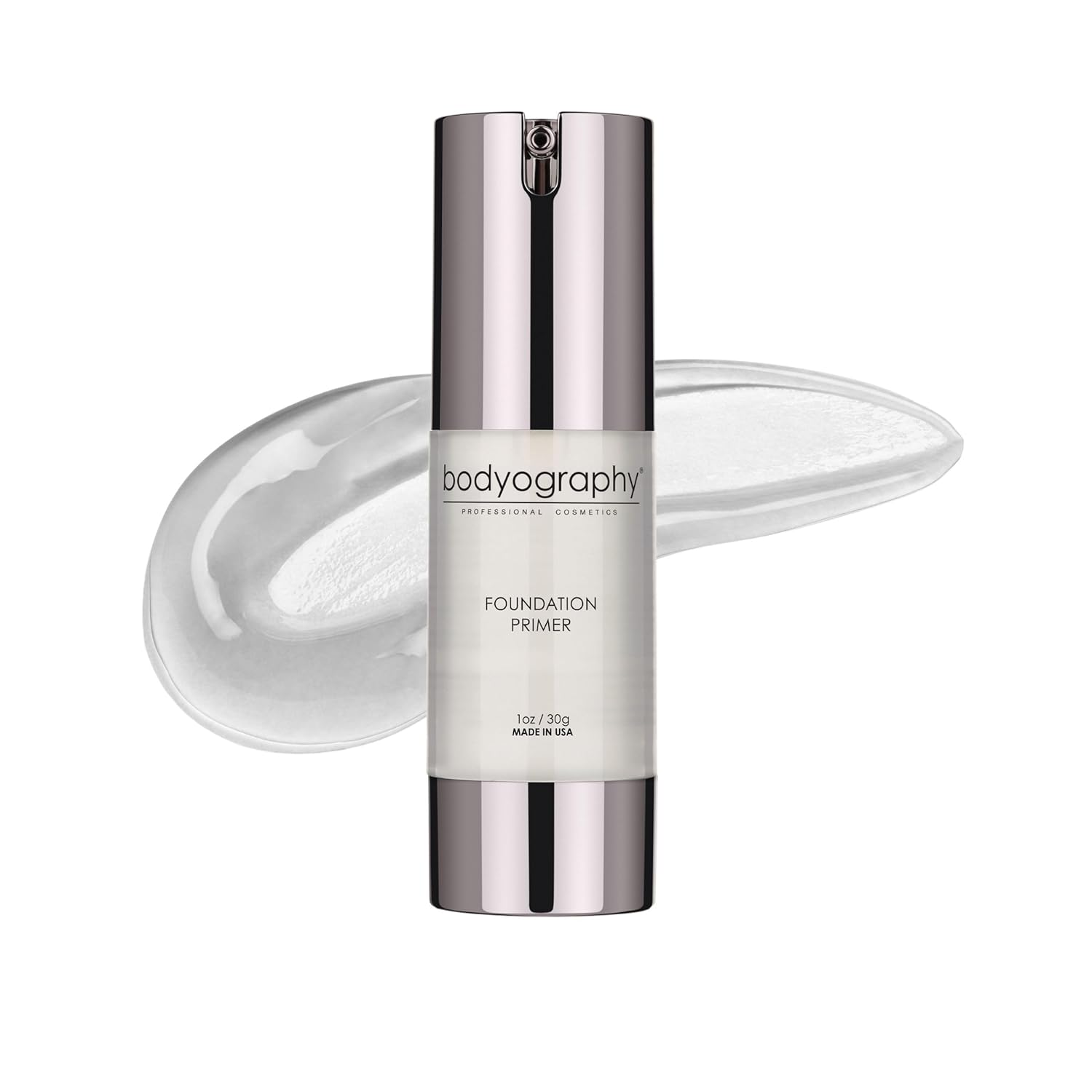 BODYOGRAPHY - Foundation Primer (Clear): Flawless Anti-Aging Salon Makeup Primer w/Vitamin E, A, Jojoba, Grapeseed Oil | Control Shine | Gluten-Free, Cruelty-Free, 1 oz.