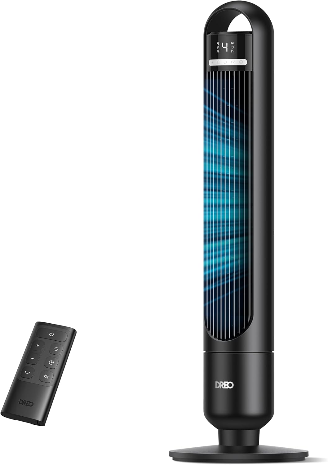 Dreo 28dB Silent Tower Fan for Bedroom, 29ft Max Coverage Bladeless Floor Fans, 25ft/s Electric Standing Fan, 90° Oscillating Cooling Fans for Room, 4 Speeds, 3 Modes, 8H Timer, LED Display, Black