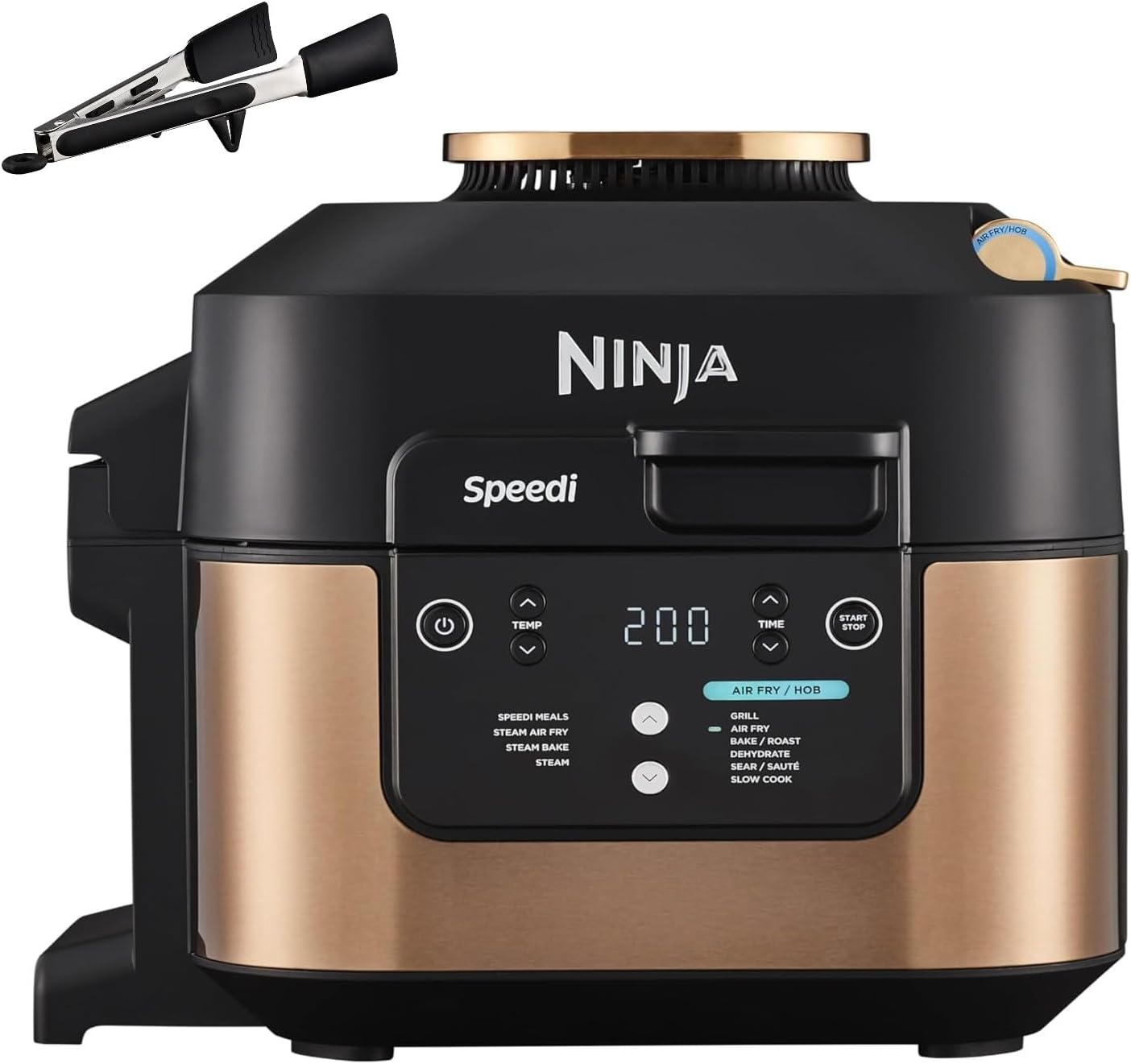 Ninja Speedi 10-in-1 Rapid Cooker, Air Fryer and Multi Cooker, 5.7L, Meals for 4 in 15 Minutes, Air Fry, Steam, Grill, Bake, Roast, Sear, Slow Cook & More, Cooks 4 Portions, Copper Black ON400UKCP