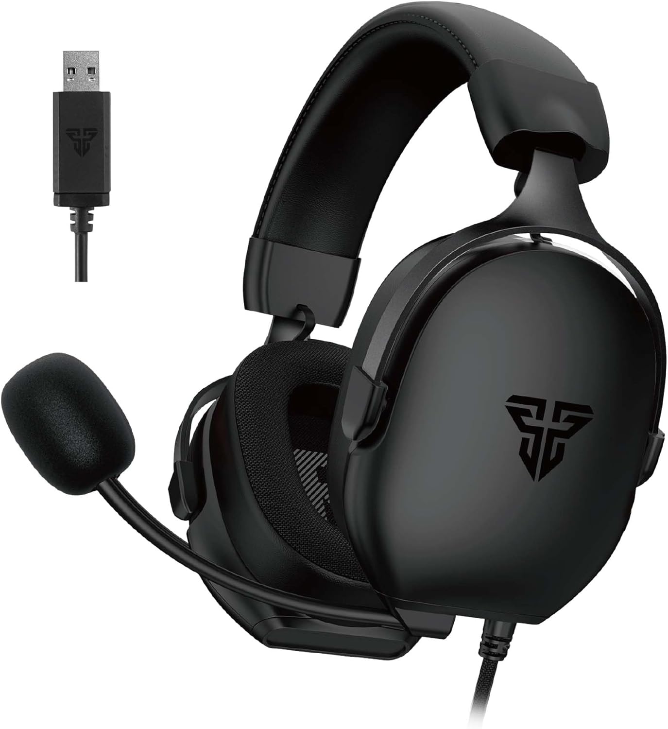 FANTECH Gaming Headset with 7.1 Virtual Surround Sound, Noise Cancelling Microphone, 40mm Drivers, USB Connection, in-Line Audio Control, Compatible with PC, PS4, PS5, Mac, Switch(Black)