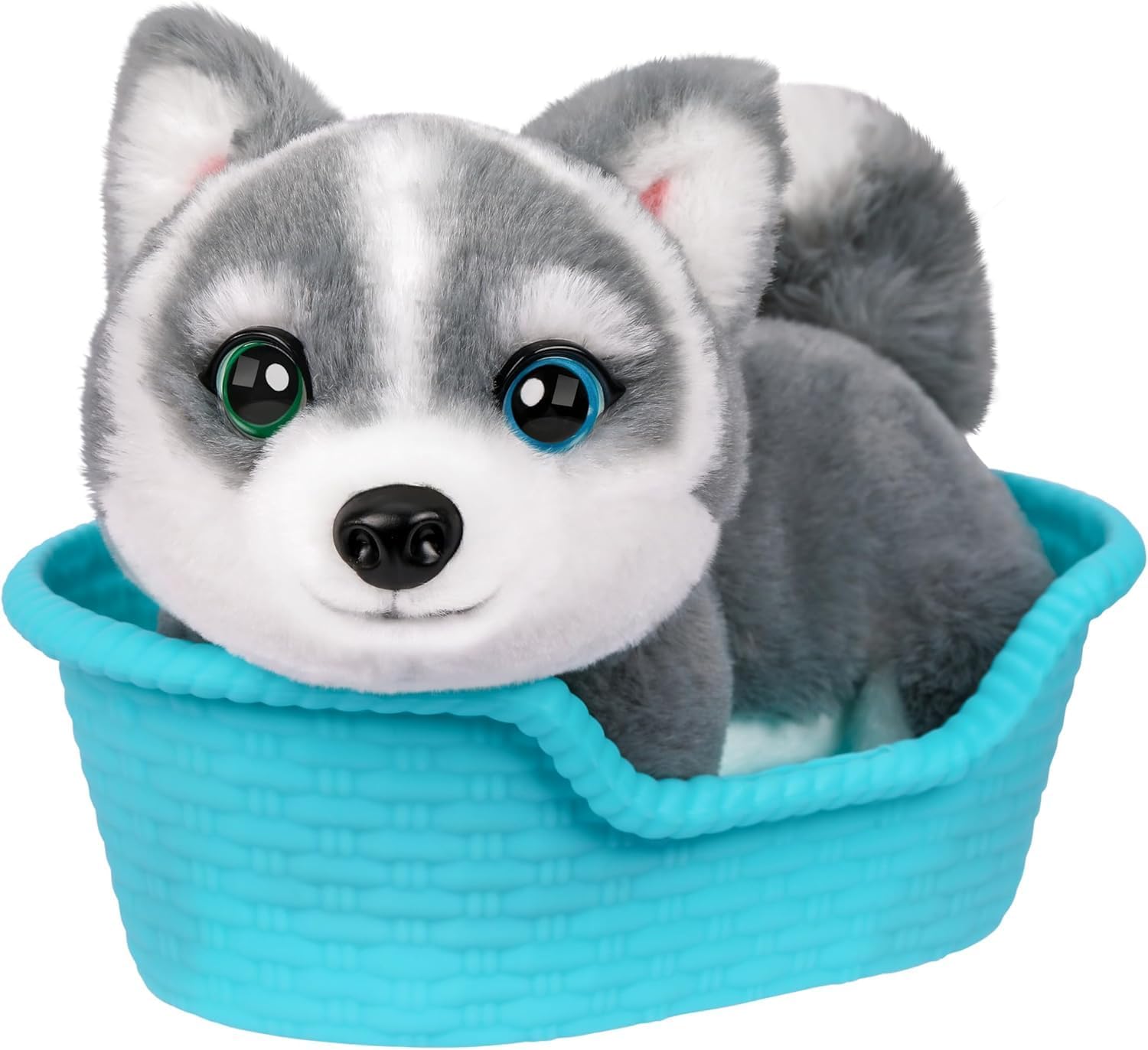 Little Live Pets My Really Real Puppy Minis- Aurora the Husky| Interactive Puppy with 20+ Sounds & Reactions- Includes Basket for Display. Fun & Adorable Gift for Kids (11cm/4.3in tall)