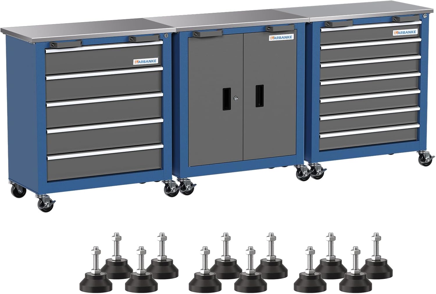 Combination Tool Chest with Lock,5-Drawer/7-Drawer/2 Door Tool Cabinet can be Interconnected,Rolling Tool Chest with Wheels and Padded Feet,with Stainless Steel Protective Film Countertop