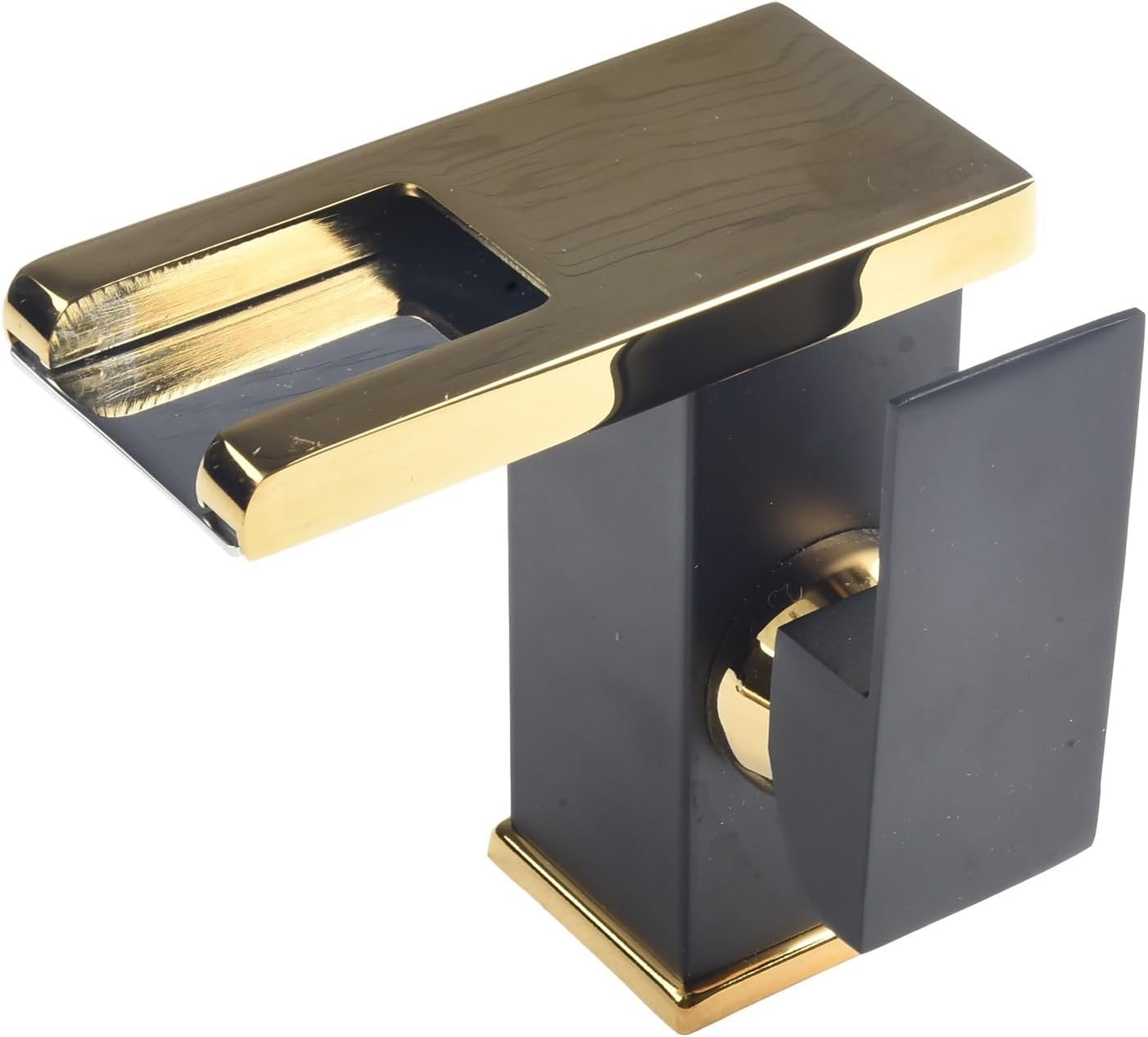 Gbtdoface 1PC Waterfall Basin Sink Mixer Tap,Bathroom Sink Mixer Tap,LED Waterfall Faucet Washbasin Tap,Sink Basin Deck Mounted Cold And Hot Mixer(Black + gold)