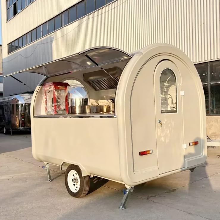 Food Truck Concession Coffee Kiosk Food Trailer Pizza Burger BBQ Trailer Hamburger Ice Cream Cart Mobile Food Truck with Full Kitchen Hot Dog Cart for Business Mobile Camper Kitchen Trailer