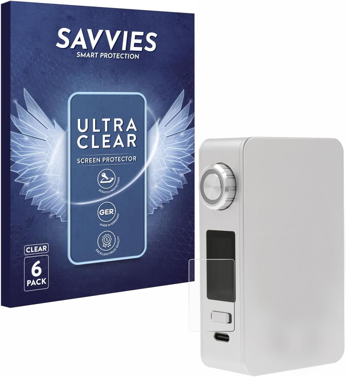 Savvies 6 Pack Screen Protector compatible with Lost Vape Centaurus M200 Protection Film Clear