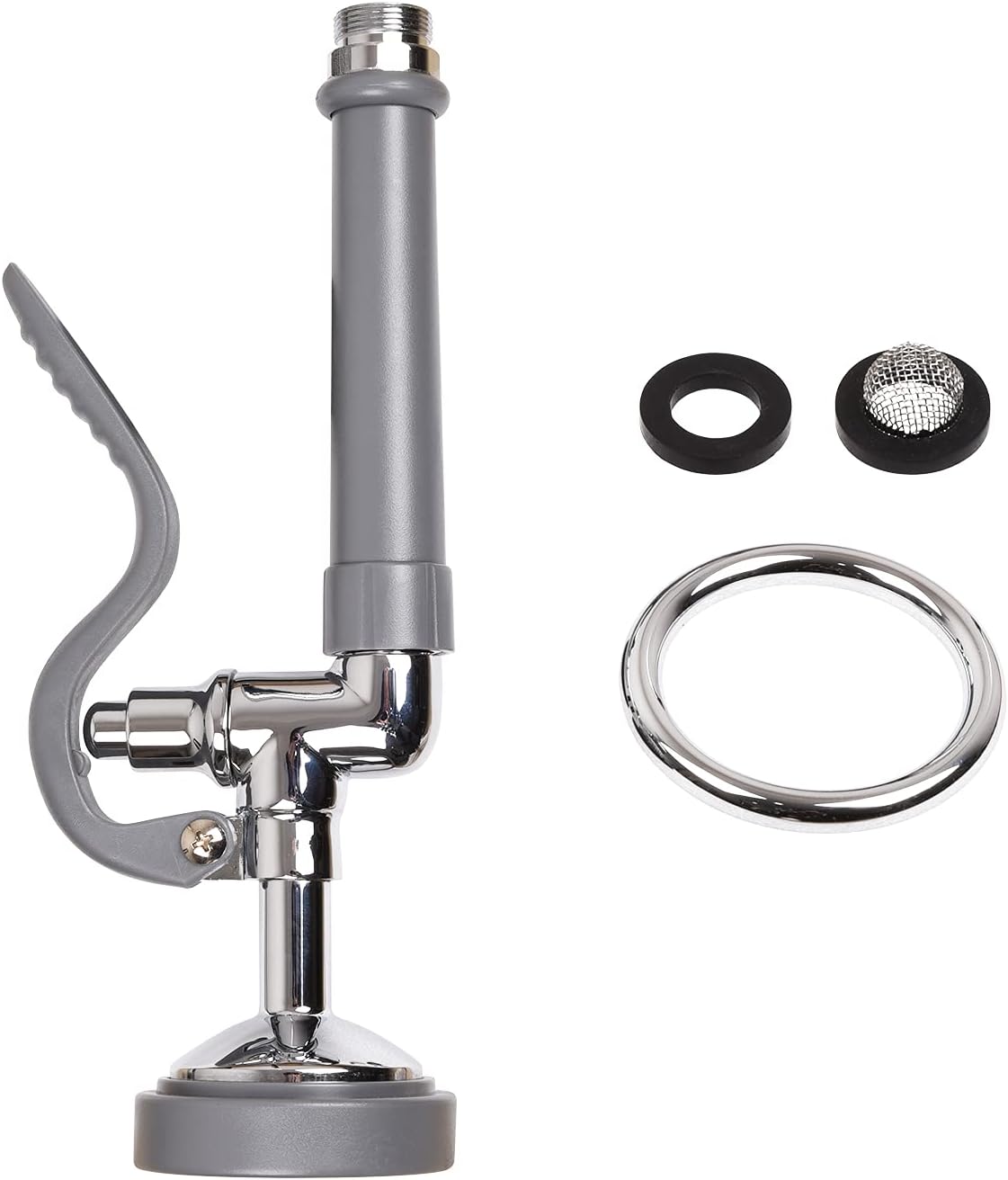 Commercial Sink Sprayer Pre Rinse Sprayer Replacement for Commercial Kitchen Faucet - 1.42 GPM High Pressure Commercial Dish Sprayer Pre Rinse Spray Valve With Handle Chrome Polished (Grey)
