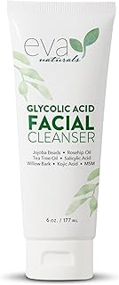 Eva Naturals Glycolic Acid Face Wash - Glycolic Acid Cleanser for Face - Glycolic Acid Wash - Glycolic Face Wash - Glycolic Cleanser for Face for Wrinkles & Fine Lines, Blackheads & Acne (6 Fl Oz)
