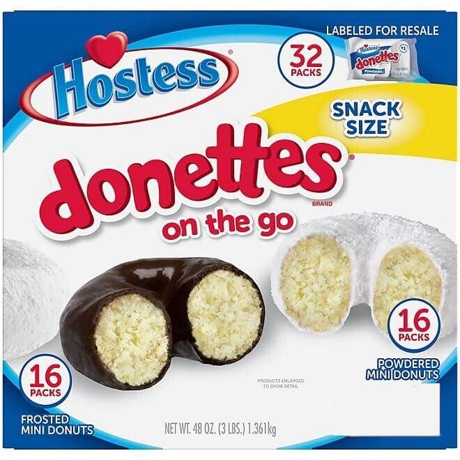 Hostess Mini Powdered & Frosted Chocolate Donettes (32 pk.)