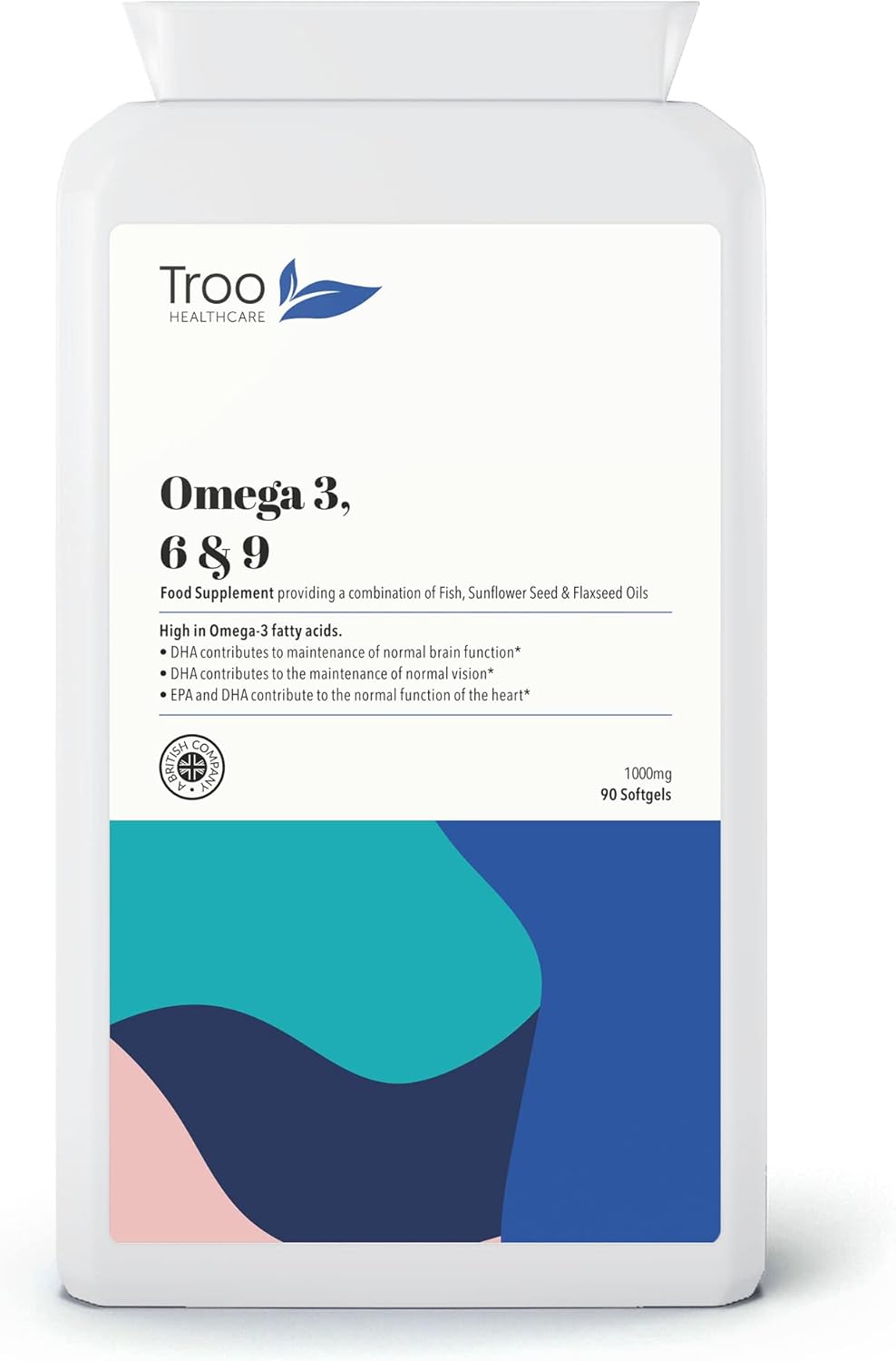 Troo Health Care Omega 3 6 9 Fish Oil 1000mg 90 Softgel Capsules - Essential Fatty Acids Including EPA, DHA & ALA for Daily Brain, Vision, Heart, Cholesterol, Pregnancy Support