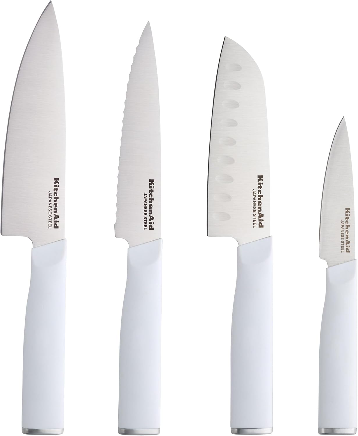 KitchenAid Chef Set with Custom-Fit Covers, Sharp Kitchen Knife, High-Carbon Japanese Stainless Steel Blade, 4 Piece, Multicolor