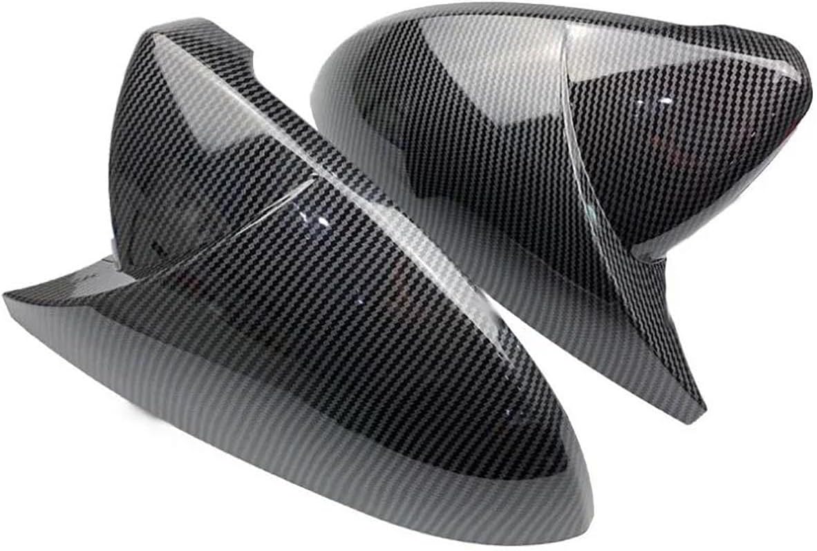 RWRAPS Car Side Mirror Cover For VW For Golf MK7 7.5 For GTI 7 7R Carbon Bright Black Cover Car Accessory 2PCS Mirror Covers Caps RearView Mirror Case Cover Rear Mirror Caps(Carbon Look Black)