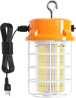 120W LED Temporary Work Light 5000K Daylight 18000 Lumens Super Bright with Fan Radiator Stainless Steel Guard Construction Lights Sturdy Hook Suitable for workshops, Construction Sites, etc.