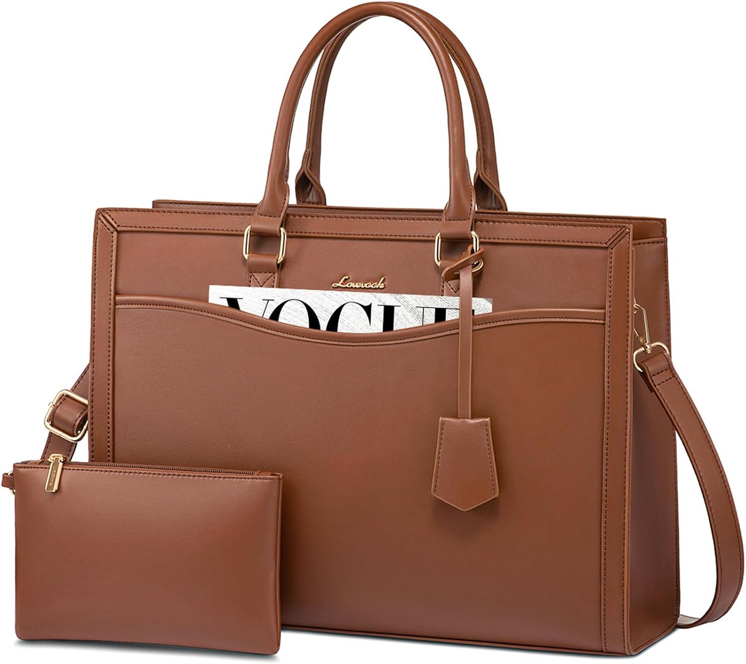 LOVEVOOK Laptop Bags for Women, Ladies Work Tote Bags with Laptop Compartment, Large Women Shoulder Bag Leather Handbags, Womens Shopping Bag for Office Business