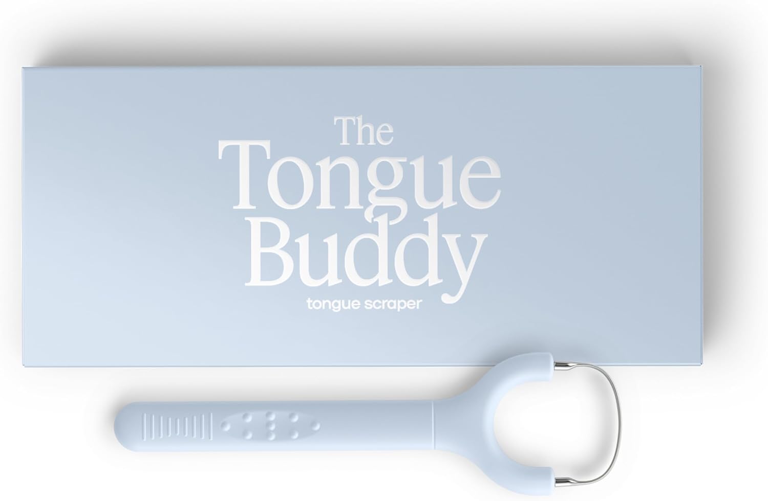 TheTongueBuddy™ Effective Tongue Scraper for Adults - Ergonomic Tongue Cleaner Promotes Fresher Breath, Travel-Friendly Beauty and Personal Care Essential (Columbia Blue)