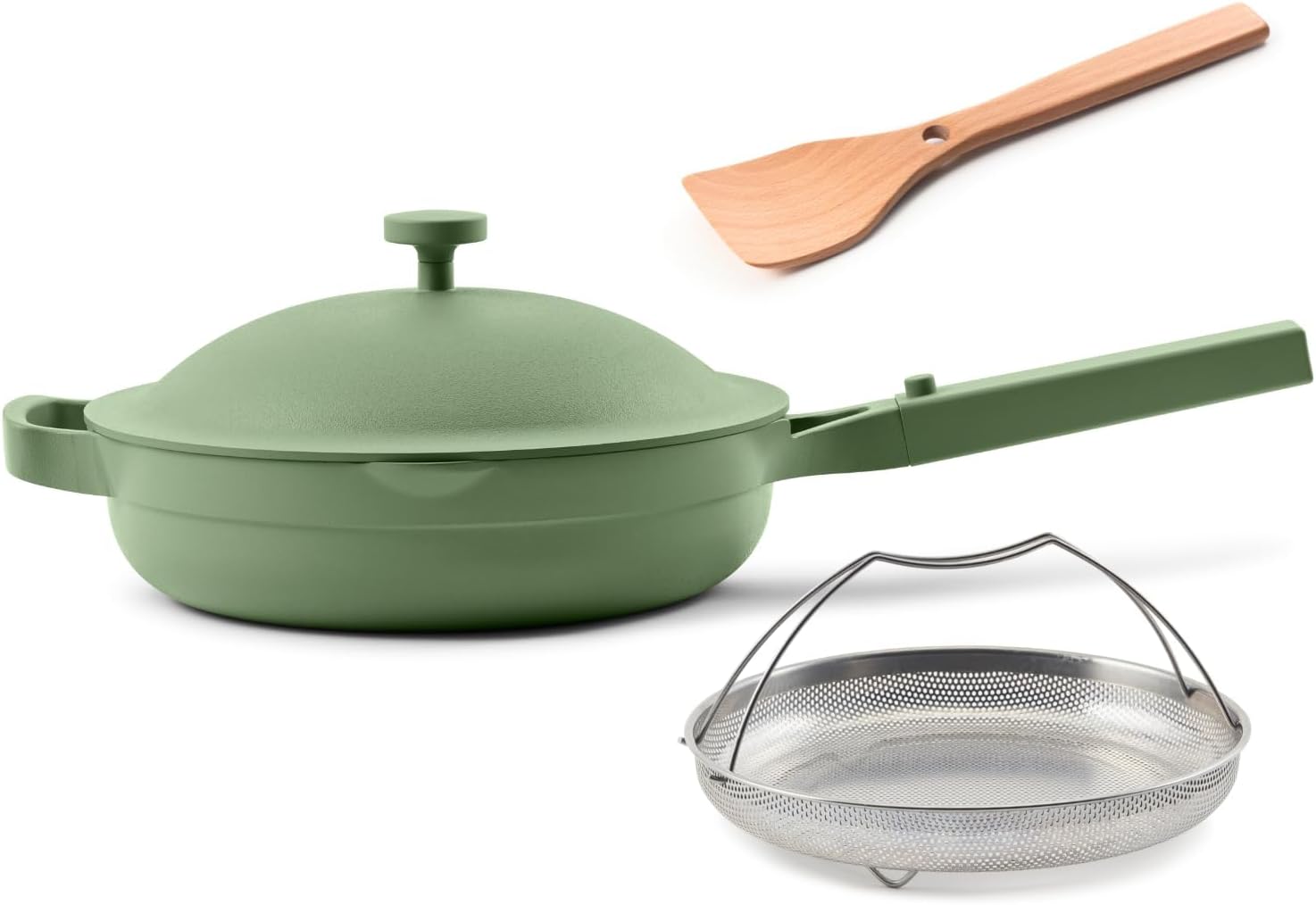 Our Place Always Pan 2.0 – 27cm (2.5L) Nonstick, Toxin-Free Ceramic Cookware | Patented 10-in-1 Aluminum Frying & Sauté Pan | Safe for Oven, Induction & All Cooktops up to 232°C | Sage
