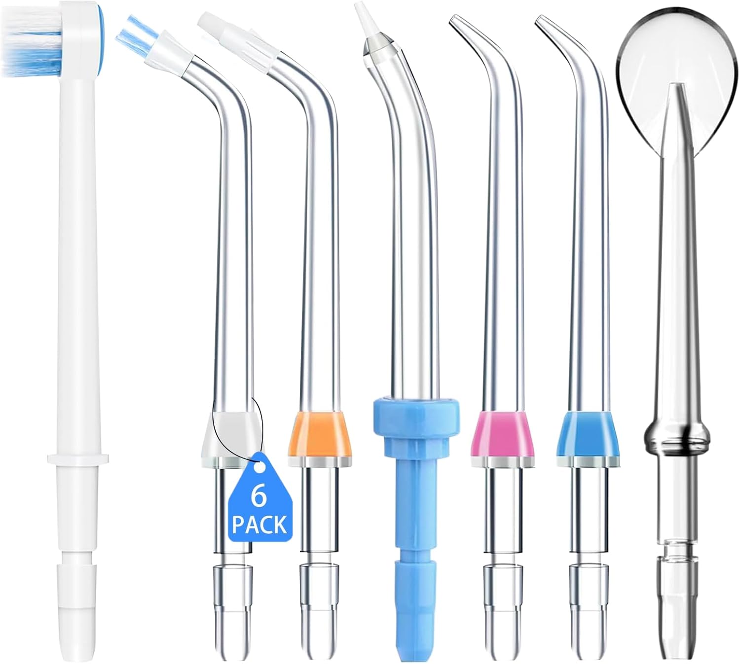 Oral Irrigator Nozzle for Waterpik, 7Pcs Water Flosser Replacement Heads Set, Plaque Seeker Tip Compatible with Waterpik, Durable Classic Jet Tips, Periodontal Tips for Cleaning Braces Teeth and Gums
